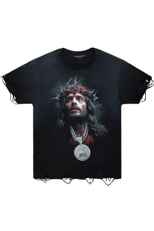 Amina Black Oversized Graphic T-Shirt