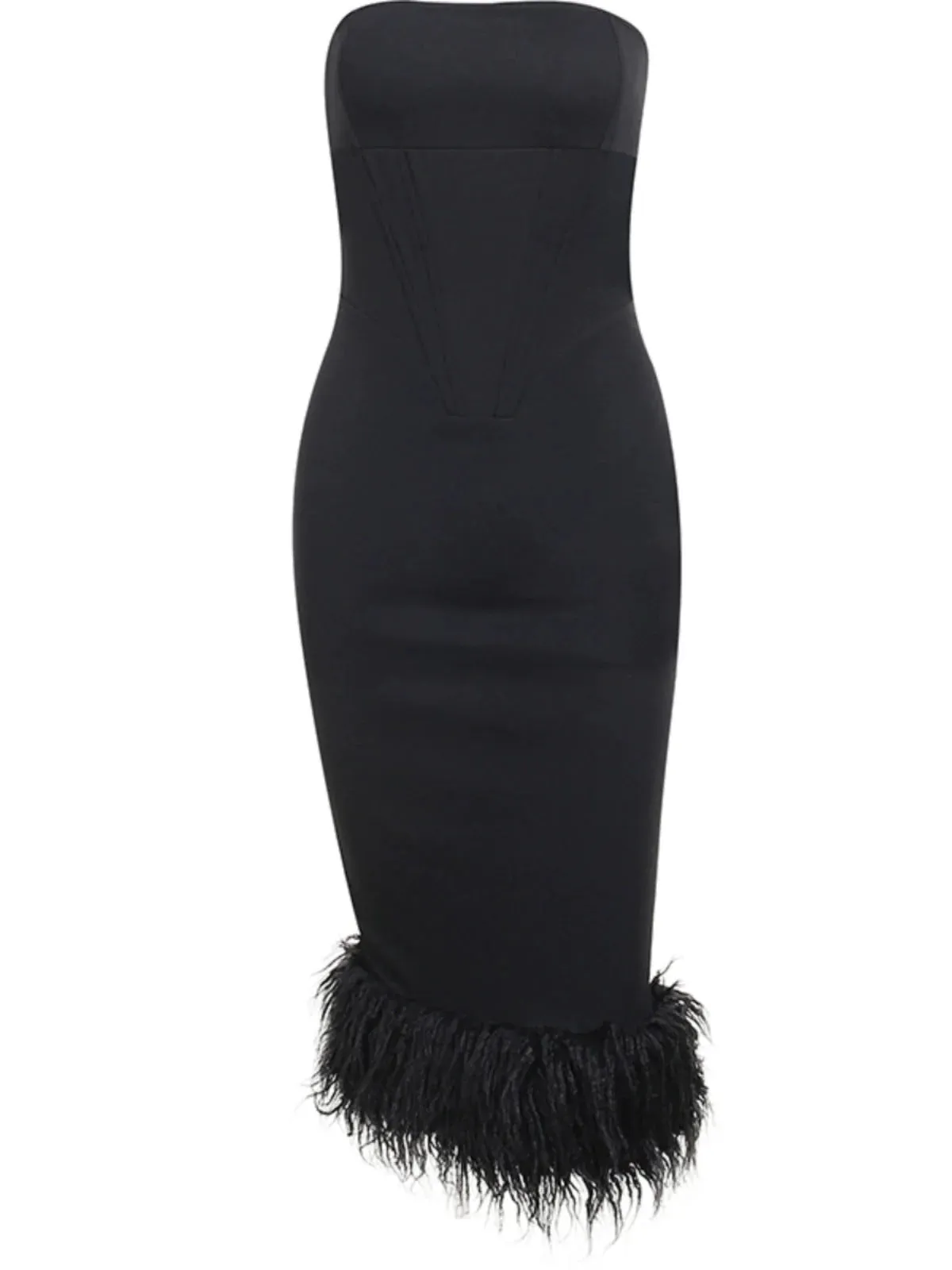 Amozae-Christmas Outfits New Year's Eve Dress Night Out Club Dresses cute winter outfits Priyanka Strapless Midi Dress