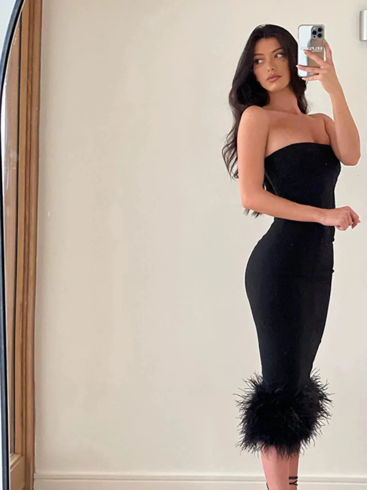 Amozae-Christmas Outfits New Year's Eve Dress Night Out Club Dresses cute winter outfits Priyanka Strapless Midi Dress