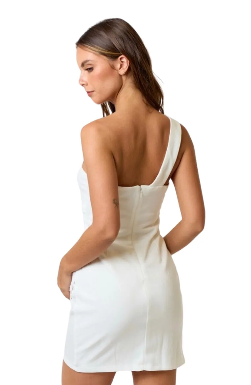 Apparel- Blue Blush One Shoulder Mini Bodycon Dress