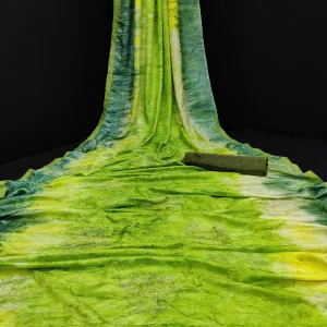 Arresting Mehdi Colored Embossed Floral Pattern Casual Wear Jacqaurd Dola Silk Saree