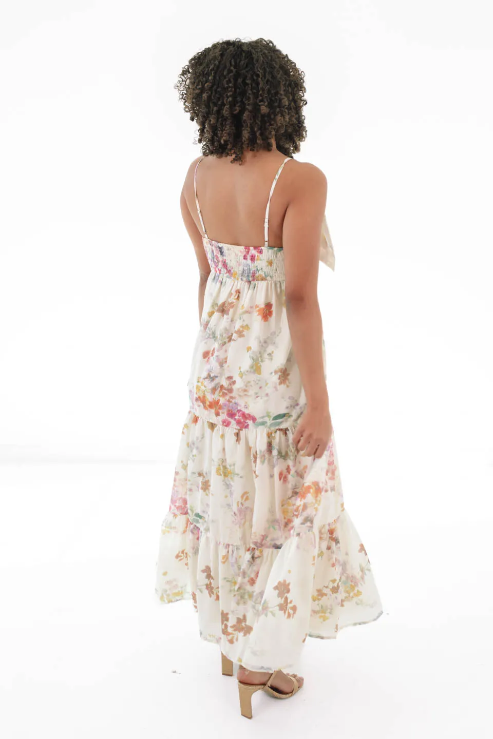 Beautiful Brunch Midi Dress - Cream/Multi