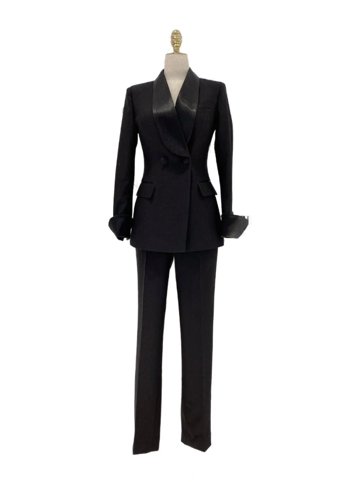 Black Tuxedo Suit - Women Trouser Set