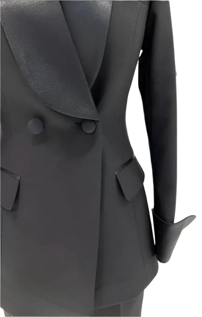 Black Tuxedo Suit - Women Trouser Set