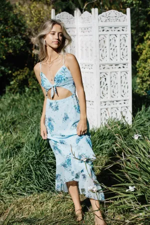Blossom Midi Dress- Dusty Blue Floral