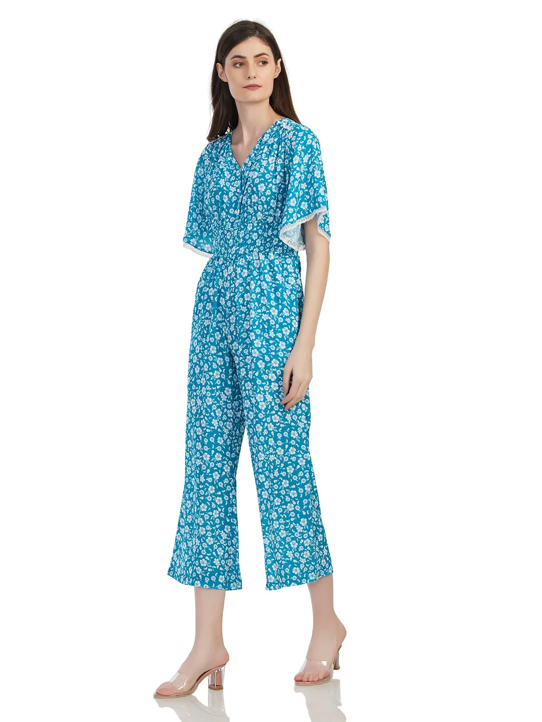 Blue Color Trendy Floral Jumpsuit