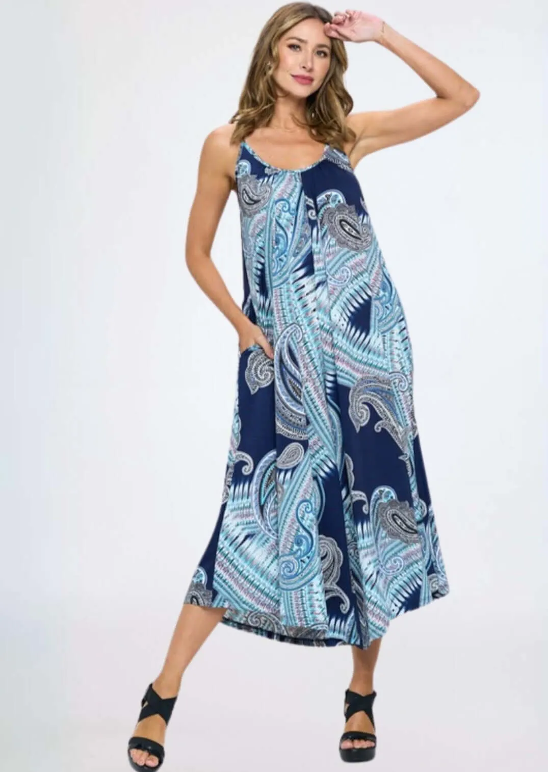 Blue Paisley Jumpsuit Romper Made in USA