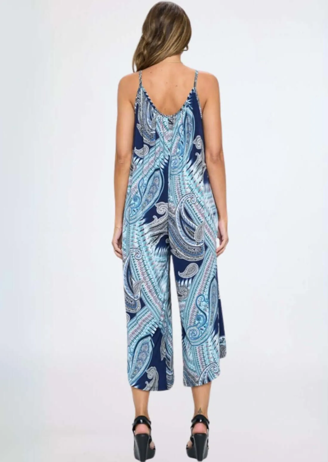 Blue Paisley Jumpsuit Romper Made in USA
