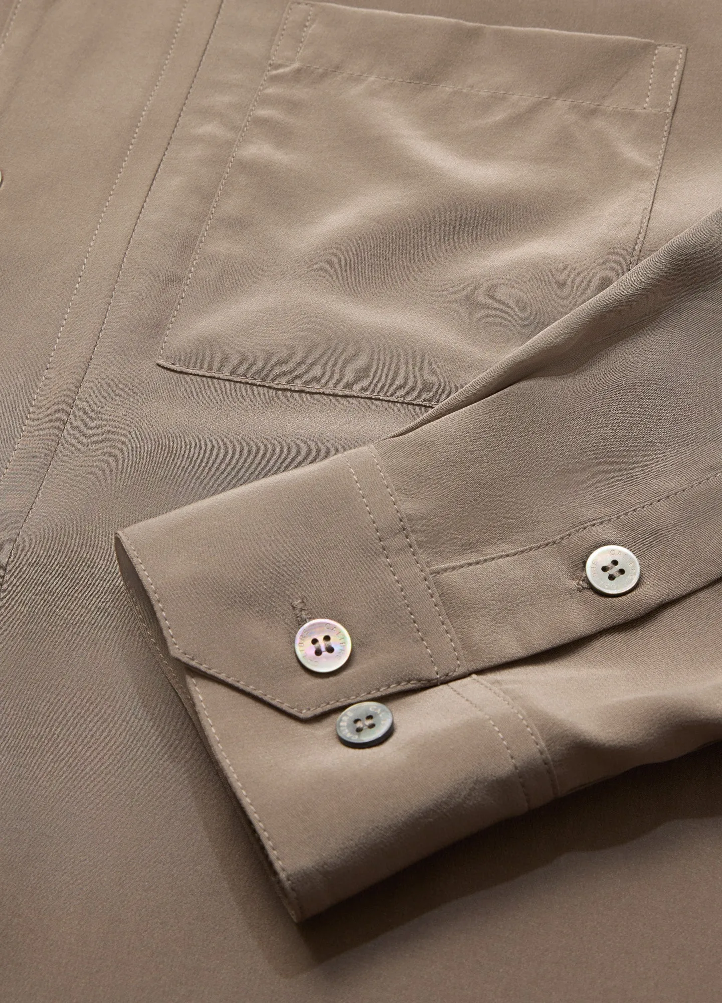 Camp Collar Silk Shirt Olive