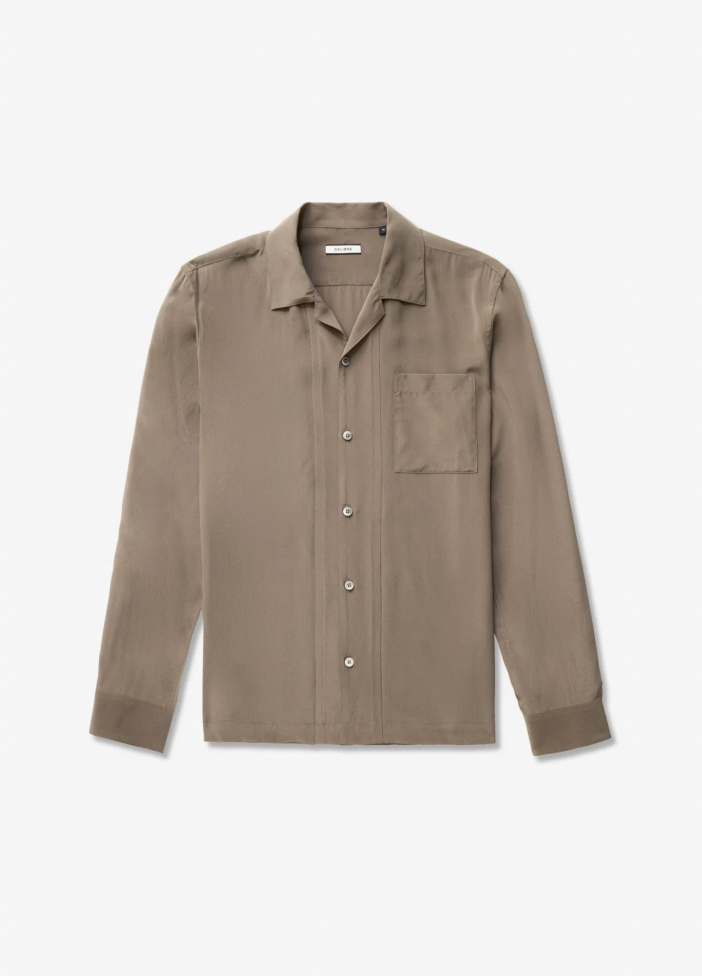 Camp Collar Silk Shirt Olive