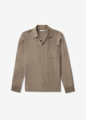 Camp Collar Silk Shirt Olive