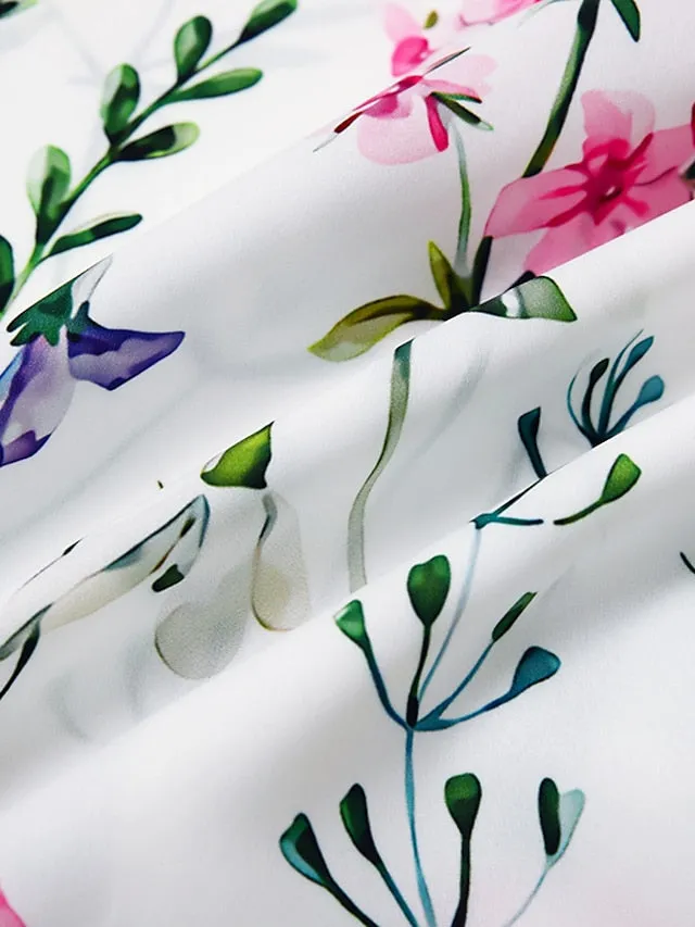 Casual Dress T Shirt Dress Tee Dress Shift Dress Midi Dress White Yellow Pink Short Sleeve Floral Print Summer Spring V Neck Basic Vacation Summer Dress Spring Dress  S M L XL XXL 3XL for Women