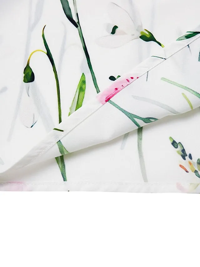 Casual Dress T Shirt Dress Tee Dress Shift Dress Midi Dress White Yellow Pink Short Sleeve Floral Print Summer Spring V Neck Basic Vacation Summer Dress Spring Dress  S M L XL XXL 3XL for Women