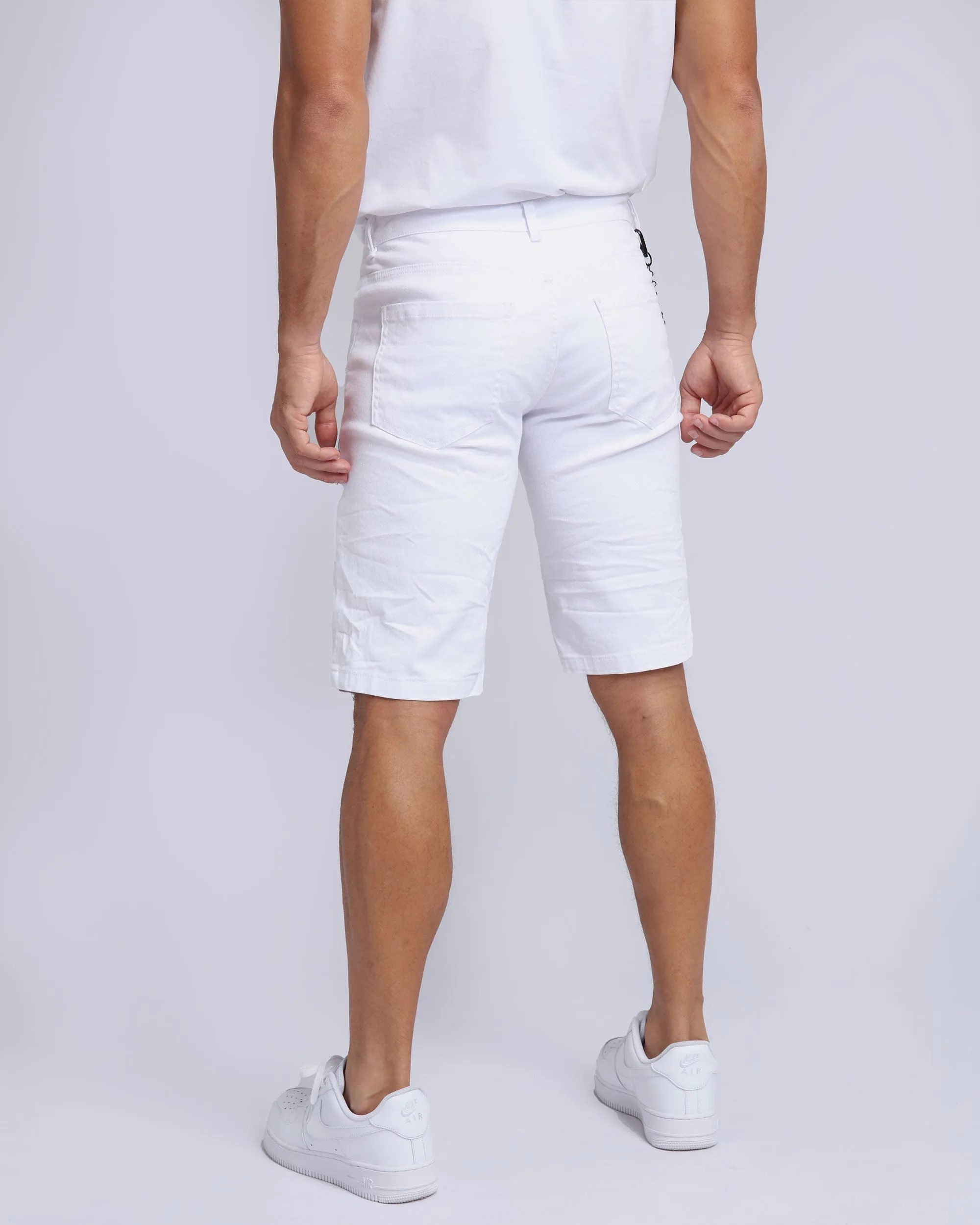 Casual Printed Ripped White Jeans Shorts-Mexico Local Delivery