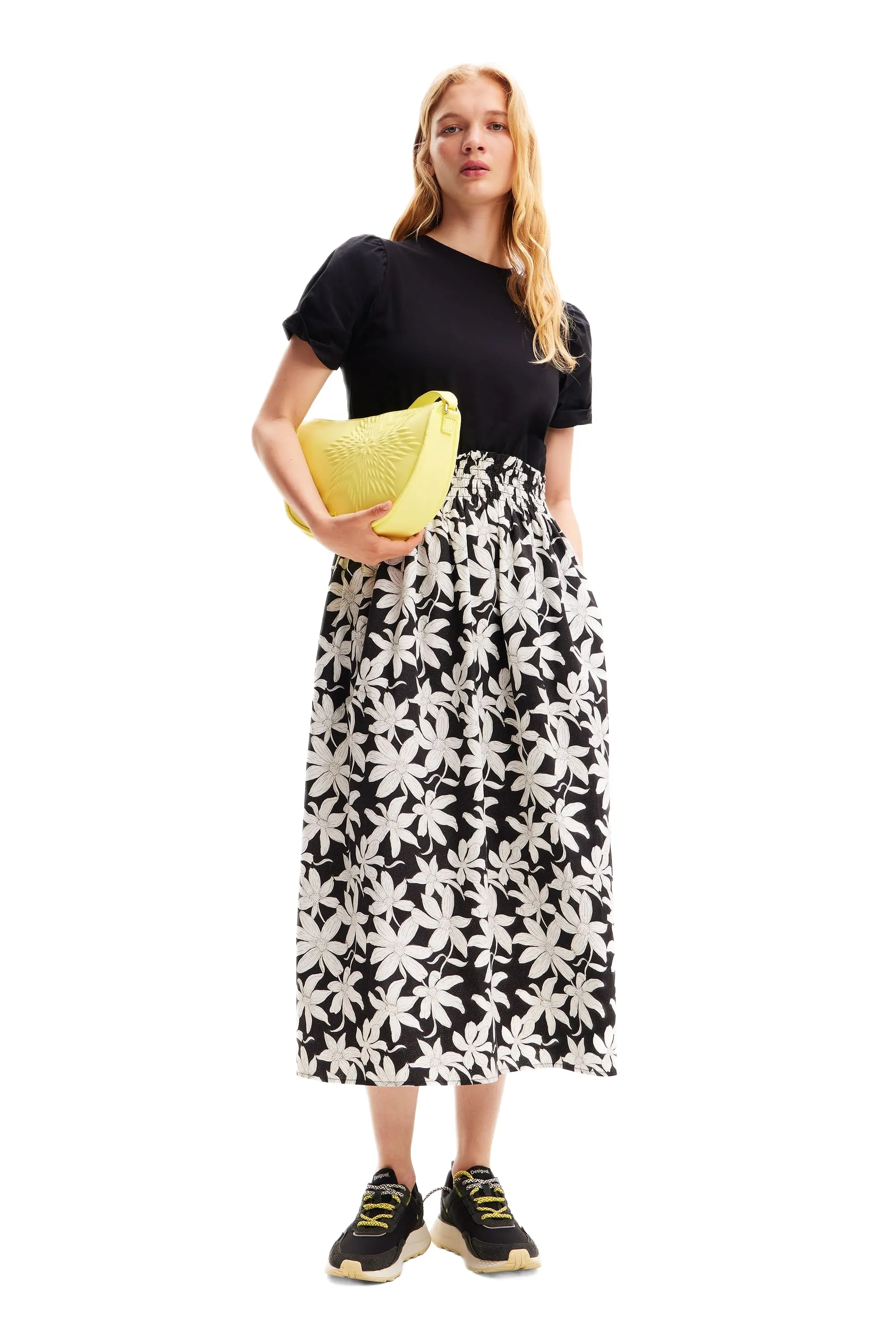 Desigual Marlon Top and Skirt Effect Floral Midi Dress 24SWVW40