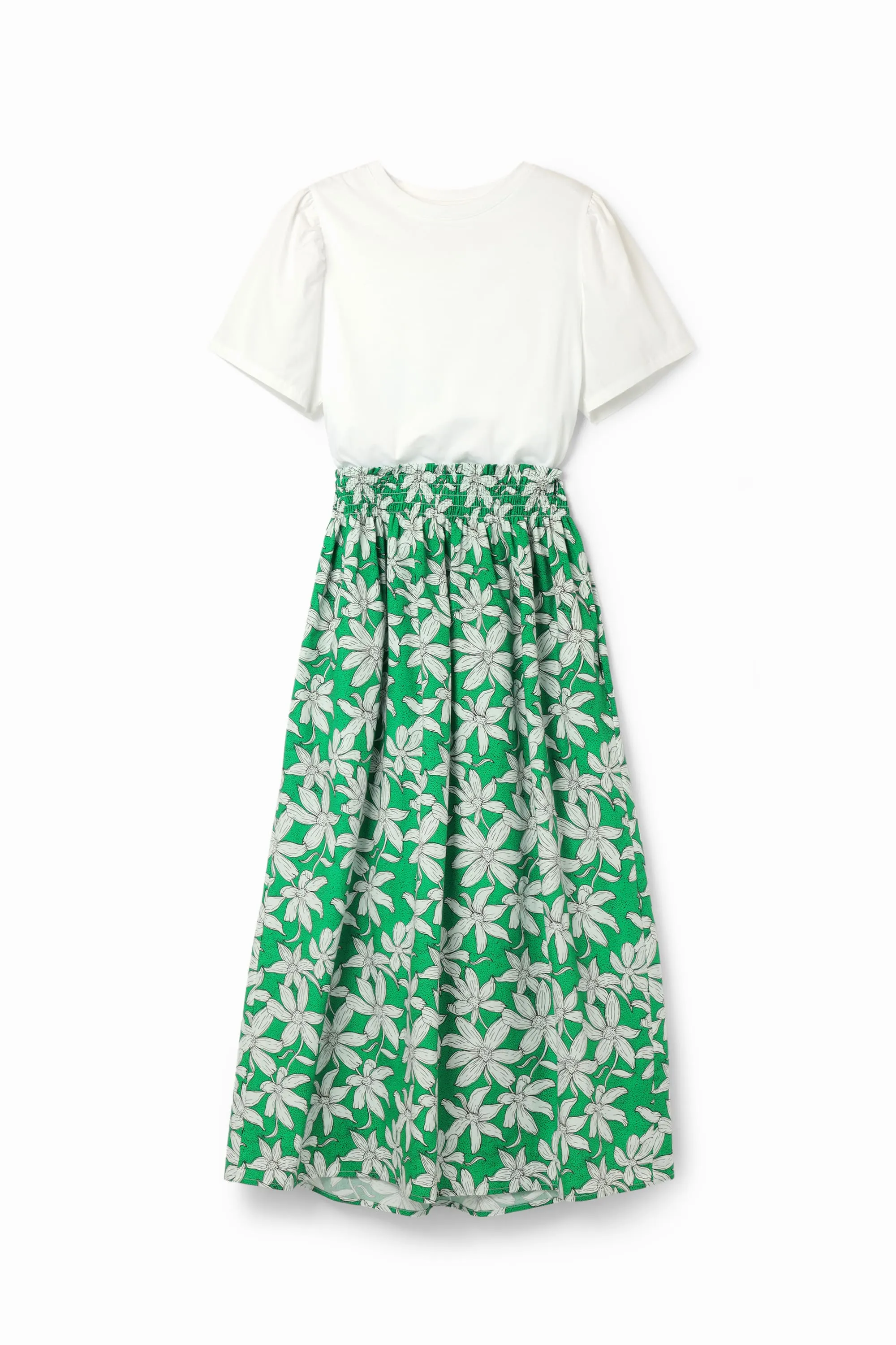 Desigual Marlon Top and Skirt Effect Floral Midi Dress 24SWVW40