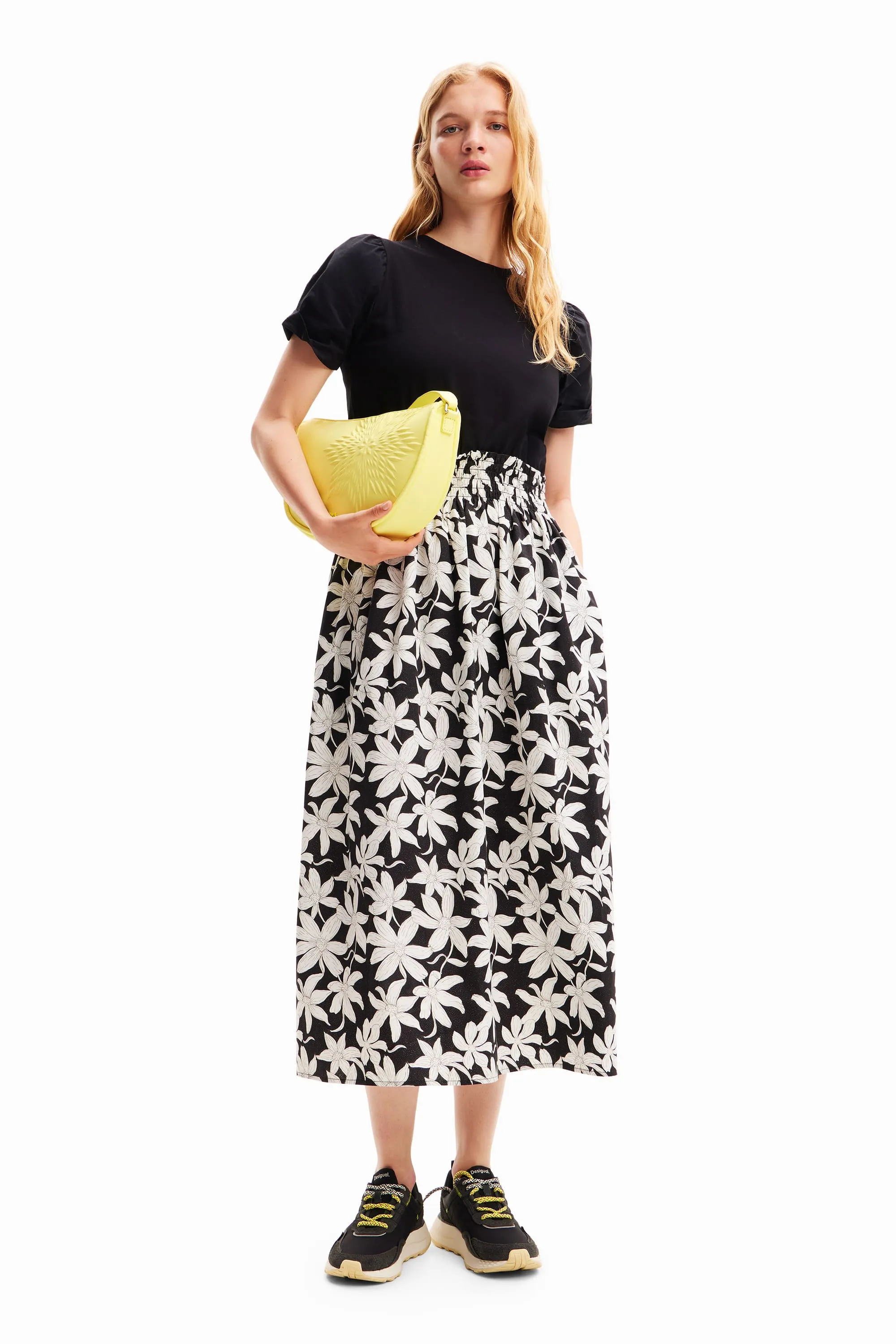 Desigual Marlon Top and Skirt Effect Floral Midi Dress 24SWVW40