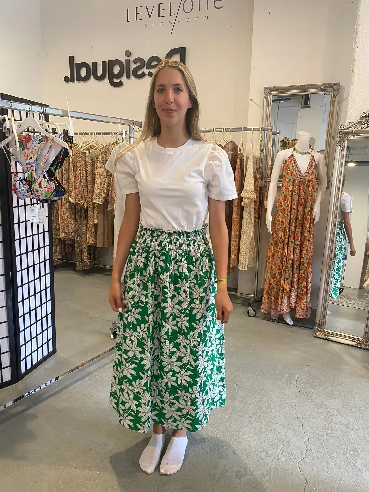 Desigual Marlon Top and Skirt Effect Floral Midi Dress 24SWVW40