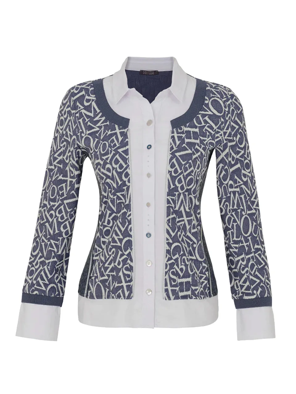 Dolcezza 2 In One Shirt Style 73130 - White/ Chambray