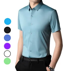 DomiGe Men's Summer Short Sleeve Blouse - Breathable, Quick-Dry, Business Casual