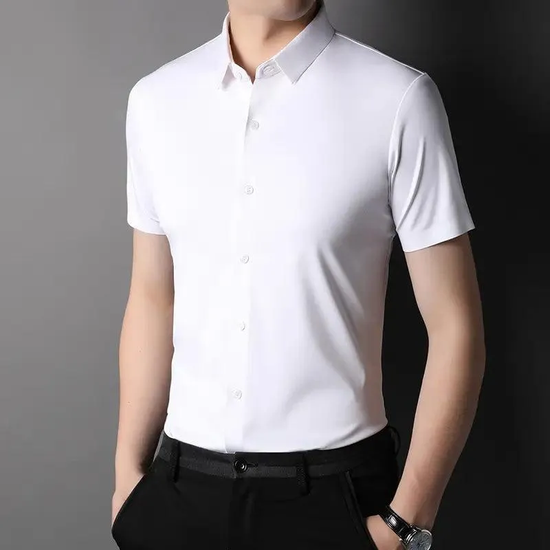 DomiGe Men's Summer Short Sleeve Blouse - Breathable, Quick-Dry, Business Casual