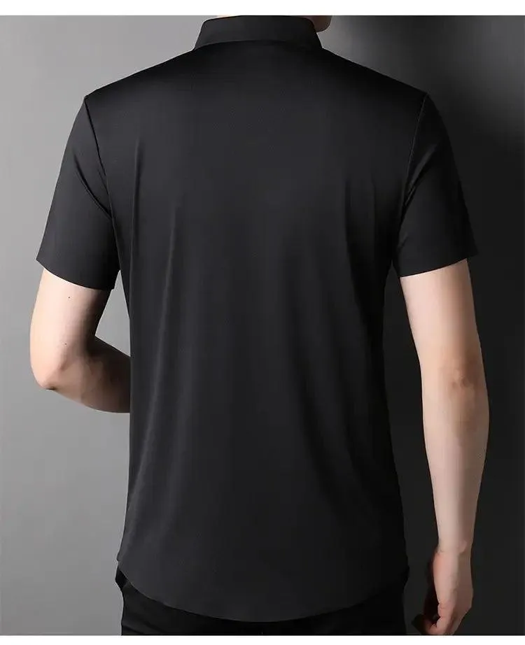 DomiGe Men's Summer Short Sleeve Blouse - Breathable, Quick-Dry, Business Casual