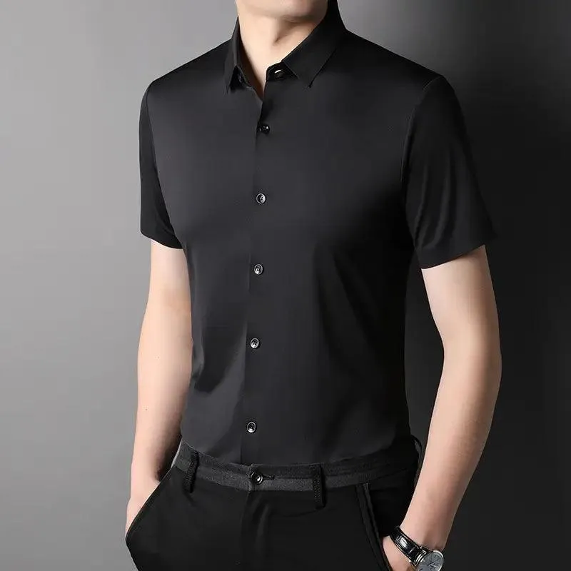 DomiGe Men's Summer Short Sleeve Blouse - Breathable, Quick-Dry, Business Casual