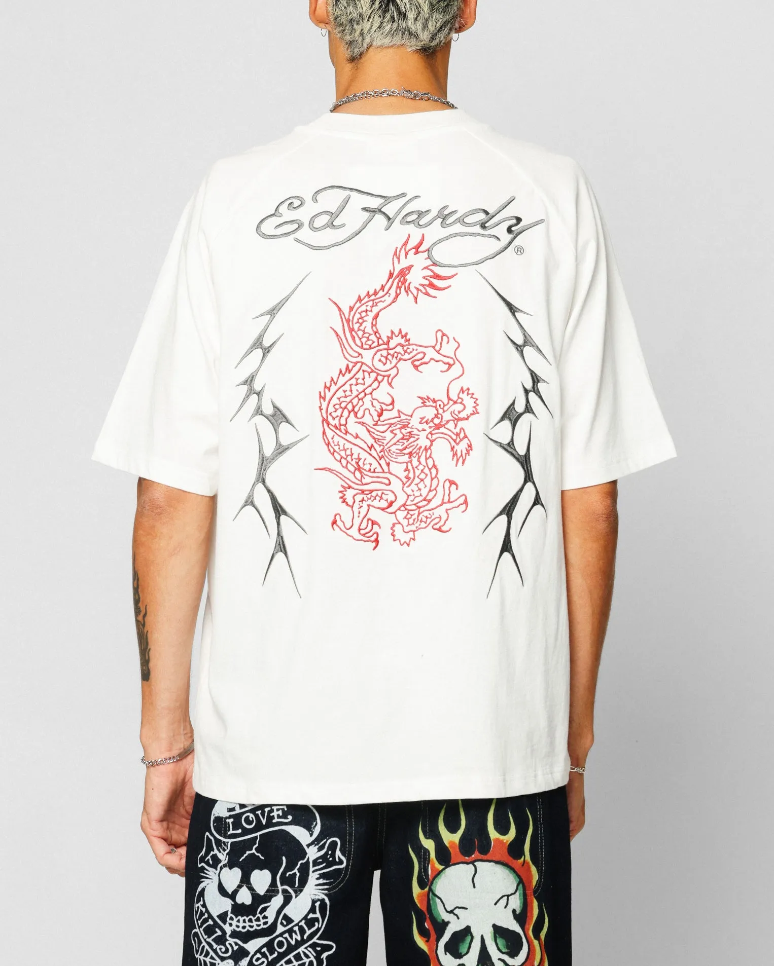 Ed Hardy Techno Oversized T-Shirt Vintage Wash