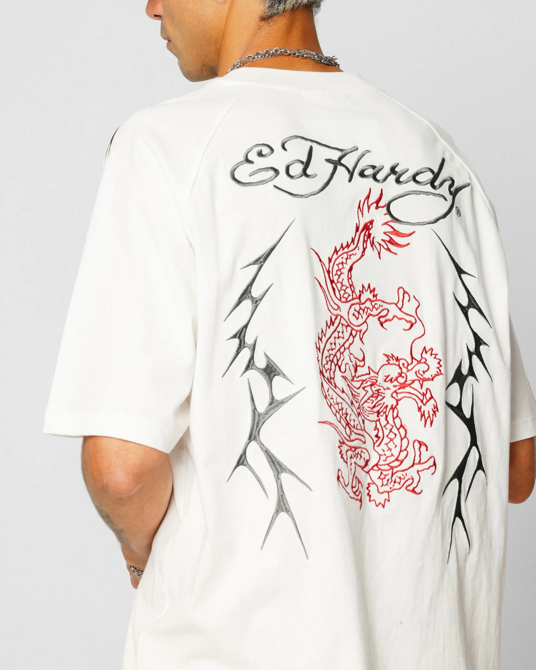 Ed Hardy Techno Oversized T-Shirt Vintage Wash