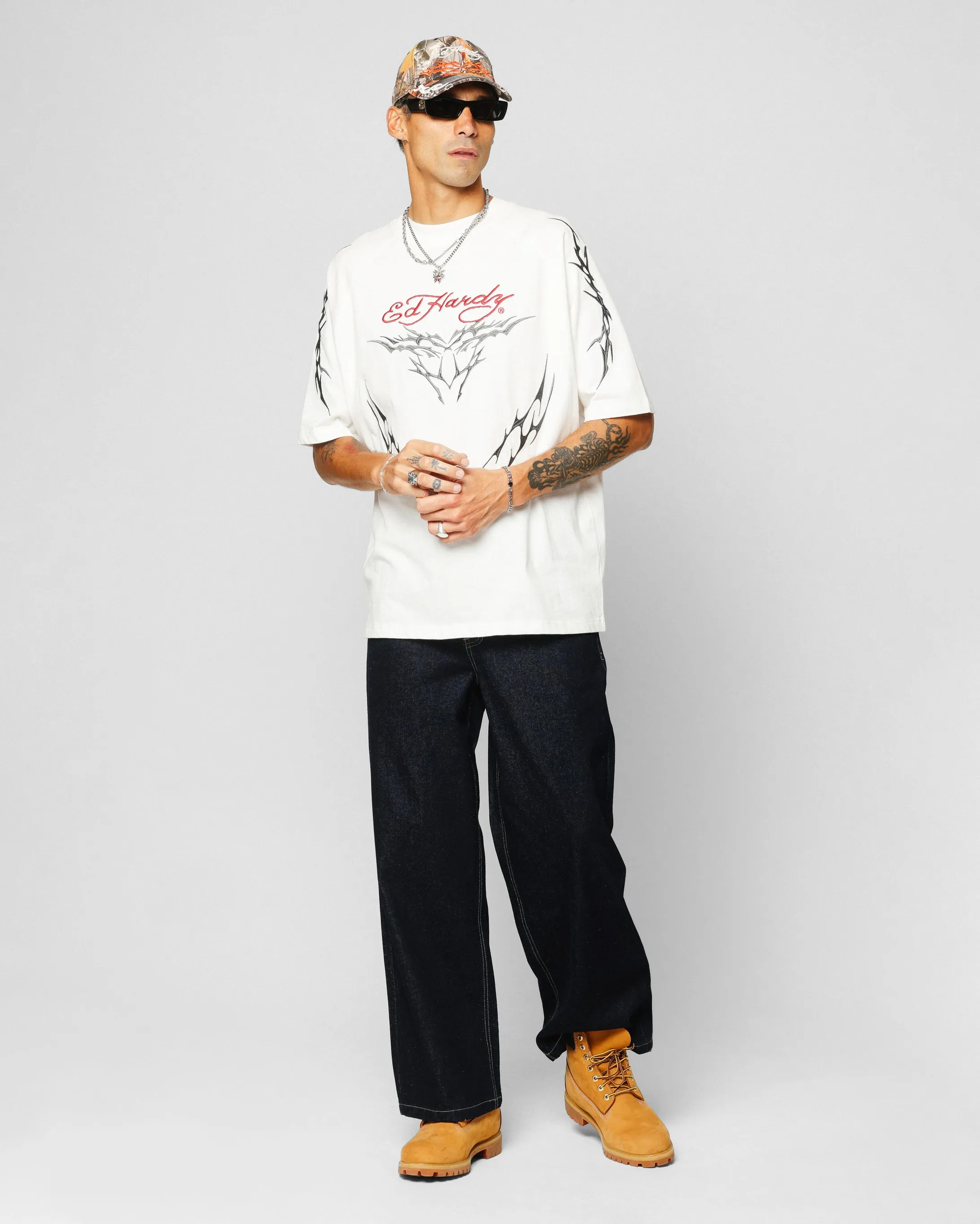 Ed Hardy Techno Oversized T-Shirt Vintage Wash