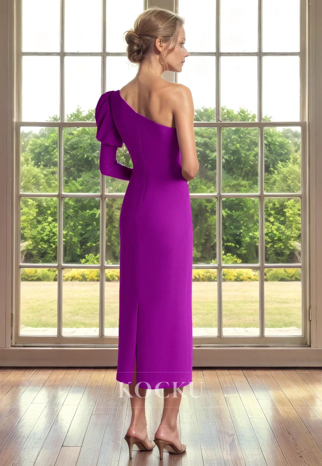 Elegant & Simple One Shoulder Sheath Cocktail Mother of the Bride Dress