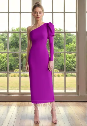 Elegant & Simple One Shoulder Sheath Cocktail Mother of the Bride Dress