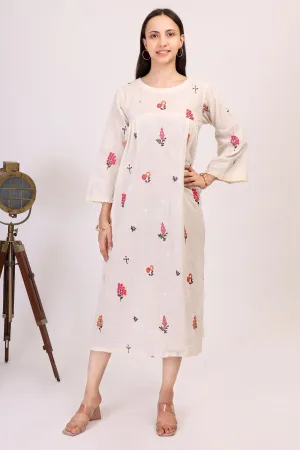 Embroidered White Cotton Dress