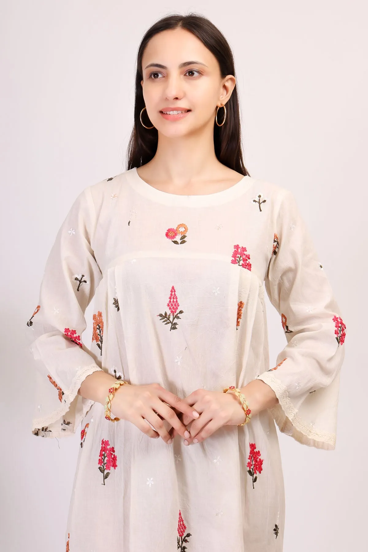 Embroidered White Cotton Dress
