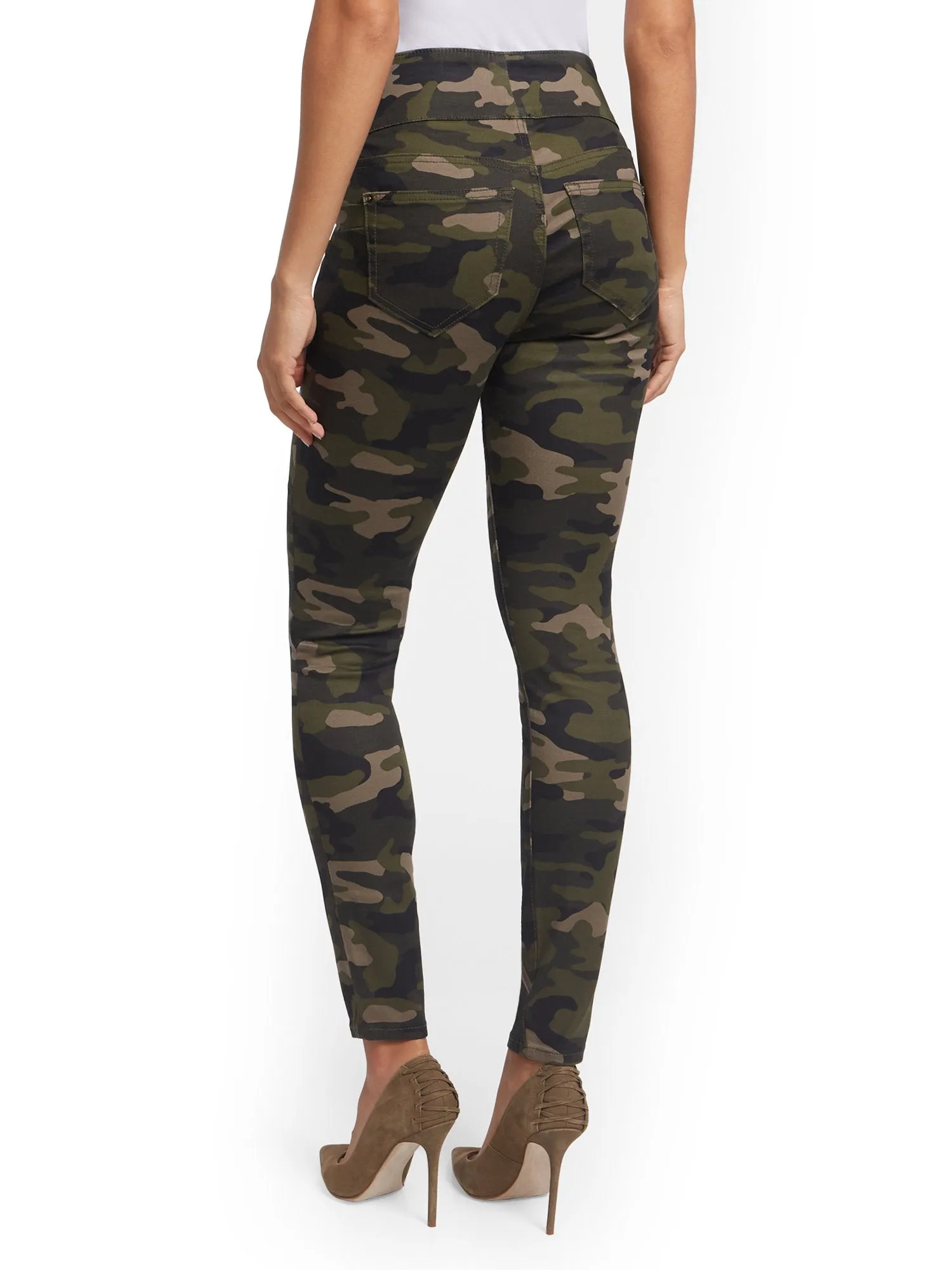 Feel Good High-Waisted No Gap Pull-On Super-Skinny Jeans - Camo
