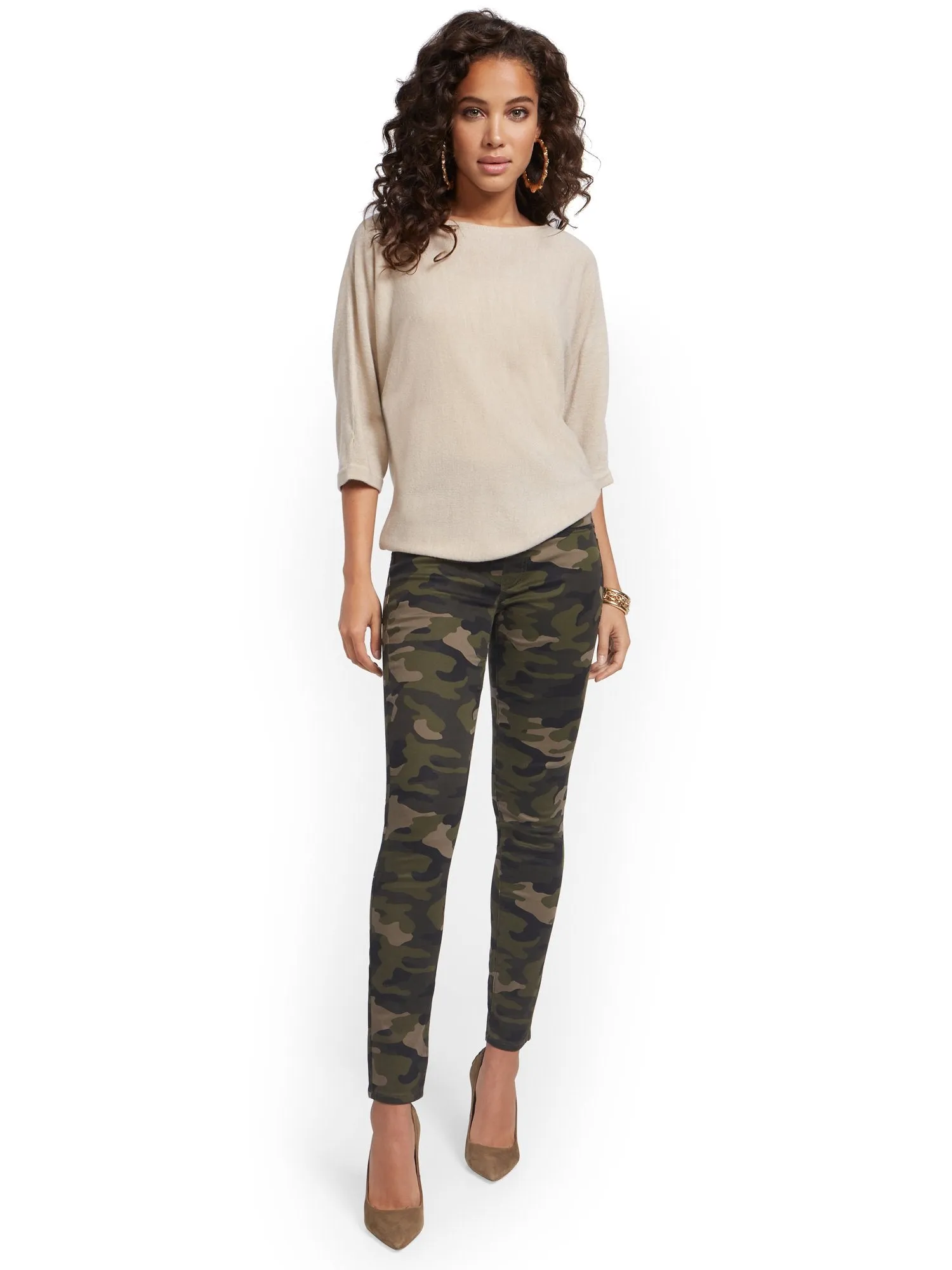 Feel Good High-Waisted No Gap Pull-On Super-Skinny Jeans - Camo