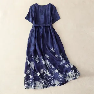 Florence™ | Cotton Short Sleeve Floral Print Vintage Dress