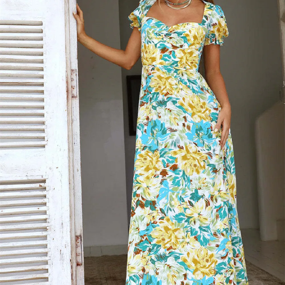 Fresh Floral Fantasy Casual Long Skirt Dress