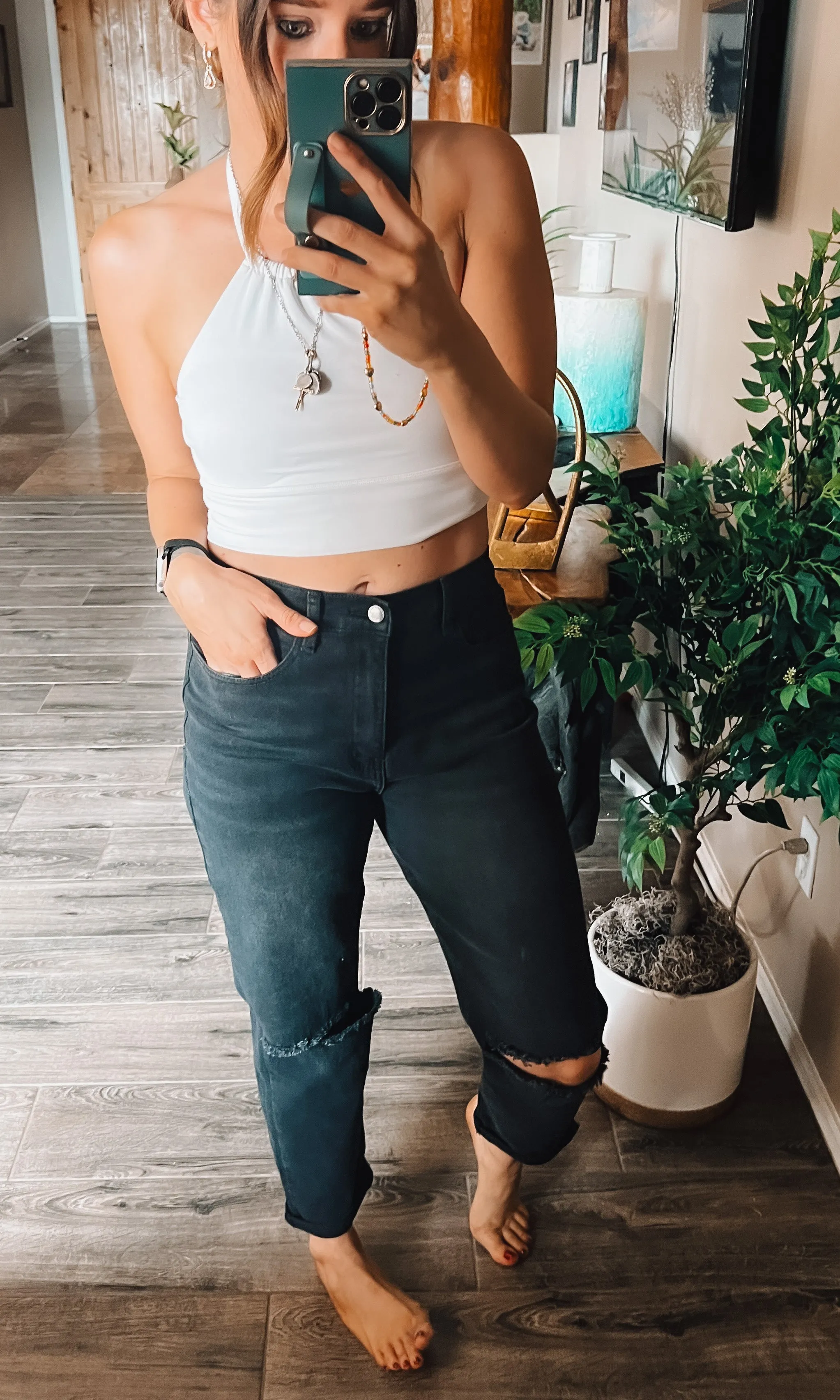 High Waisted Boyfriend Jeans