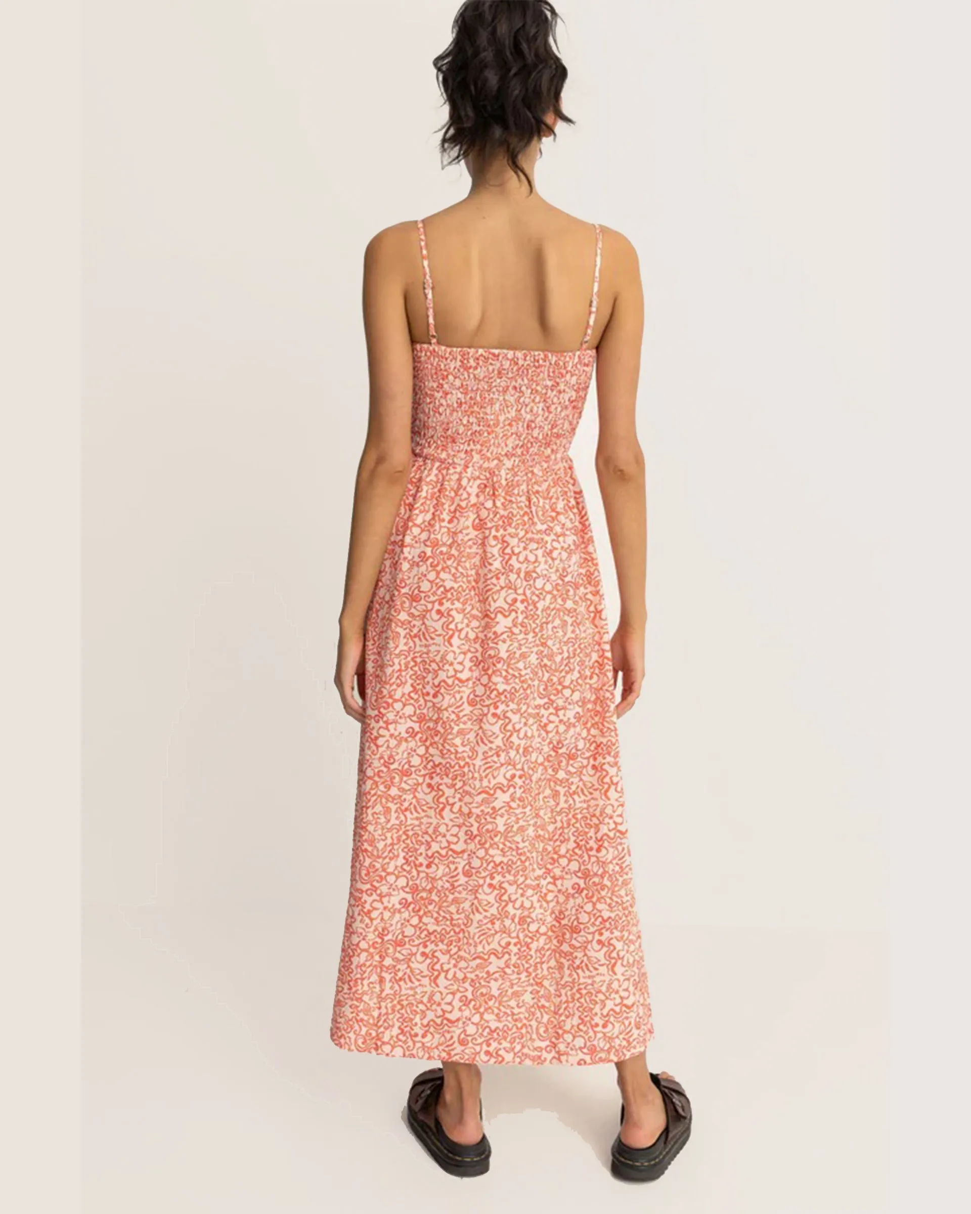Islander Floral Shirred Midi Dress