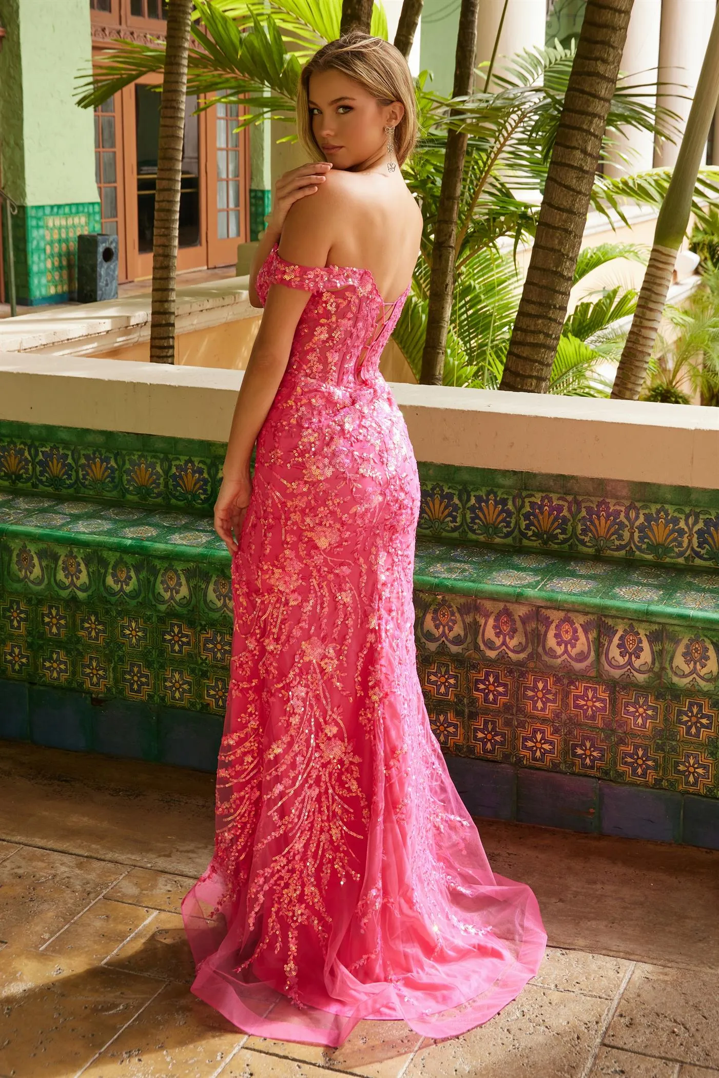 KIANA Off Shoulder Sequin Fitted Prom & Formal Dress