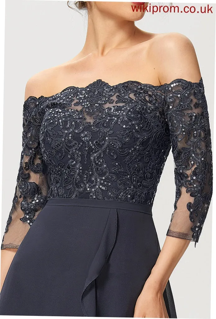 Lace A-Line Cocktail Dresses Dress With Off-the-Shoulder Chiffon Cocktail Bryanna Sequins Asymmetrical