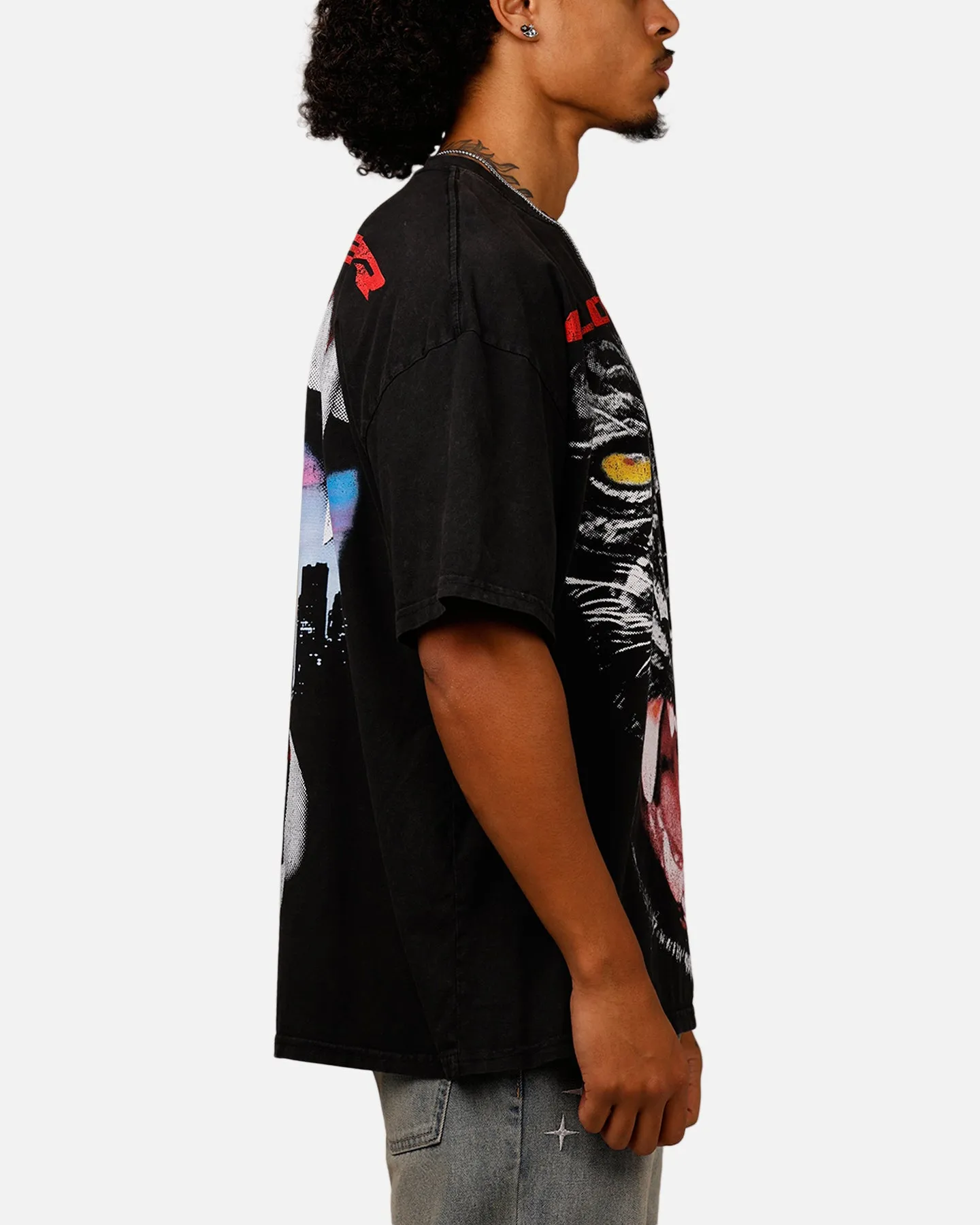 Loiter Urban Beast Vintage T-Shirt Black Acidwash