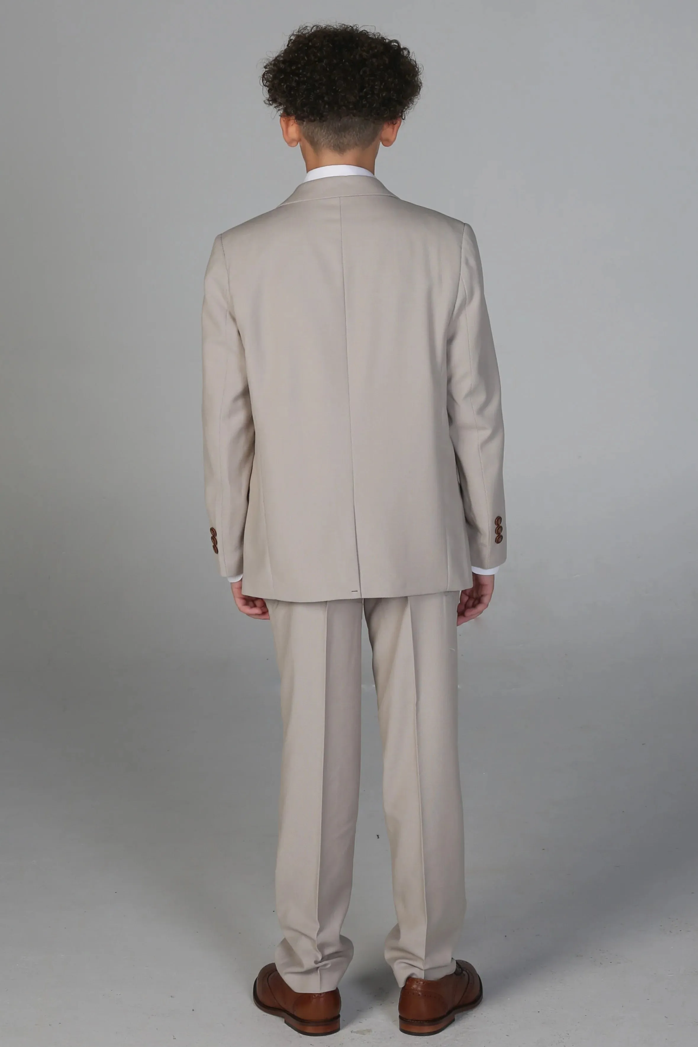 Mayfair - Boys Stone 3 Piece Classic Birdseye Wedding Suit