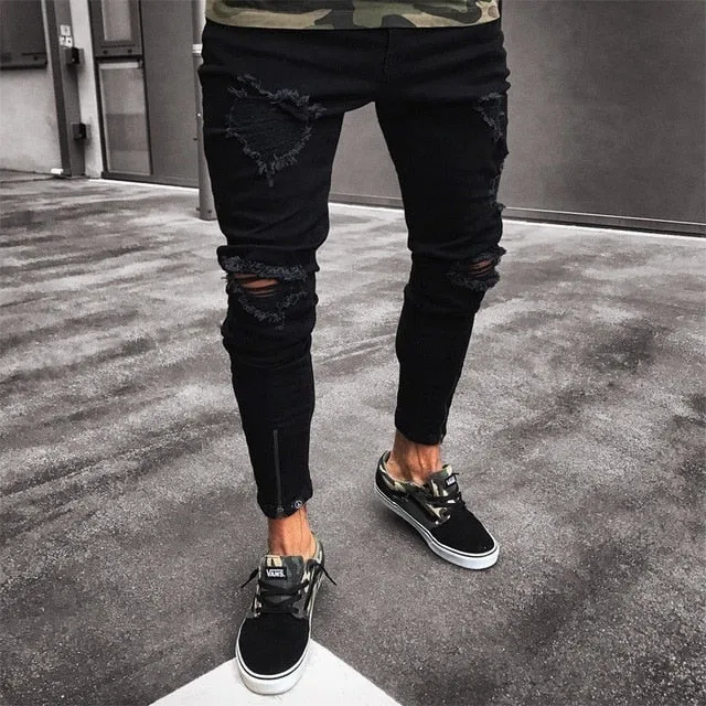 Men's Fashion Vintage Ripped Jeans