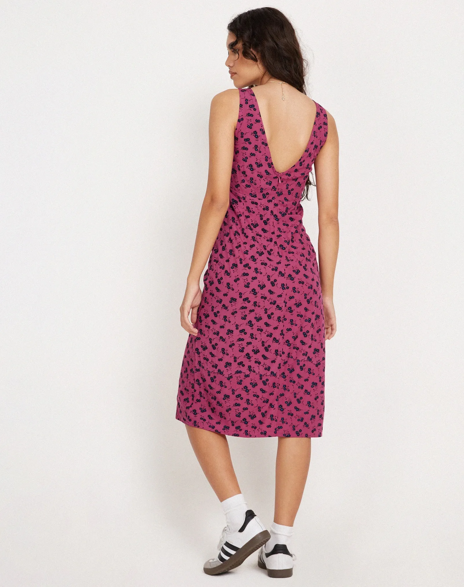 Motel Rocks Lieva Midi Dress in Raspberry Floral