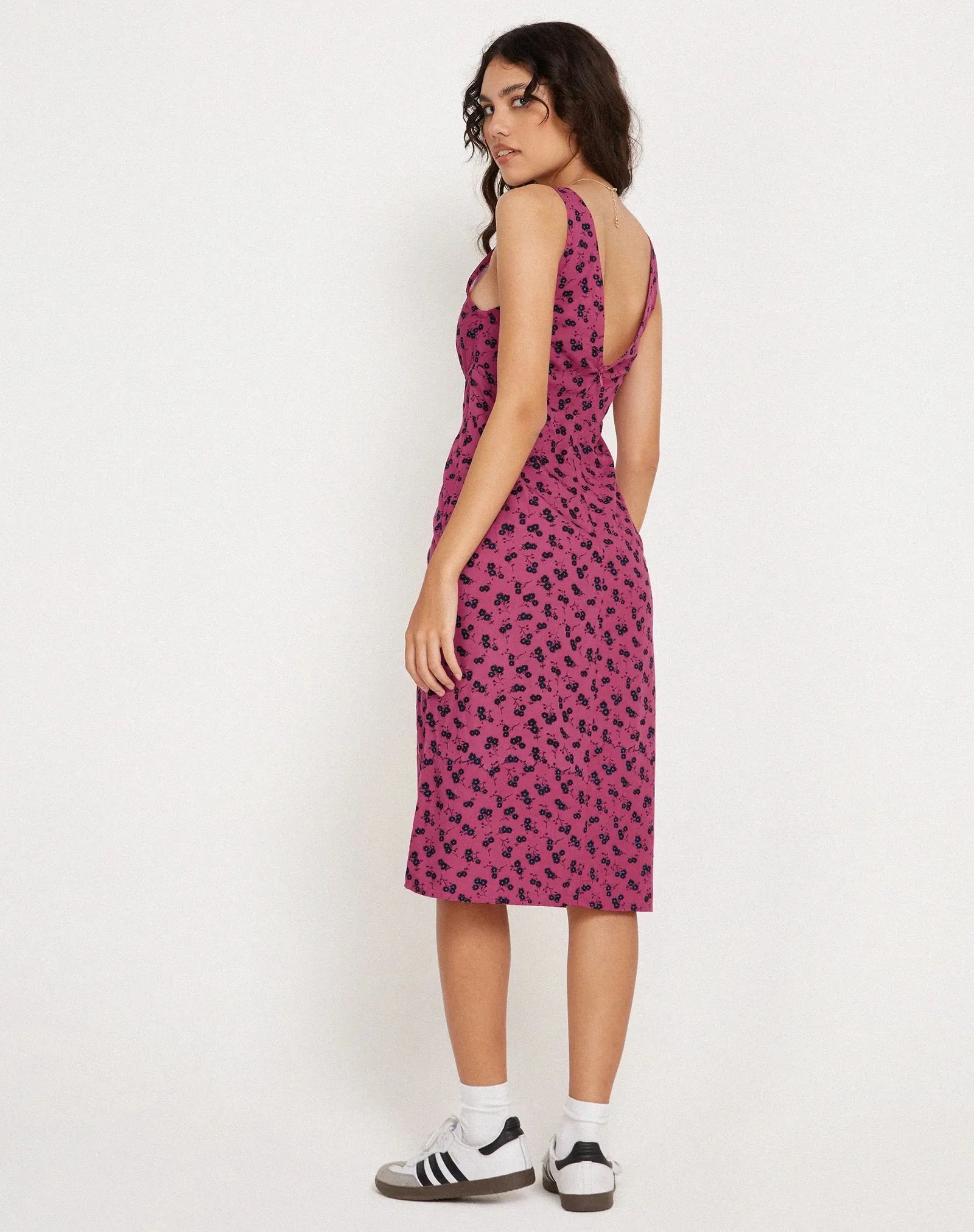 Motel Rocks Lieva Midi Dress in Raspberry Floral