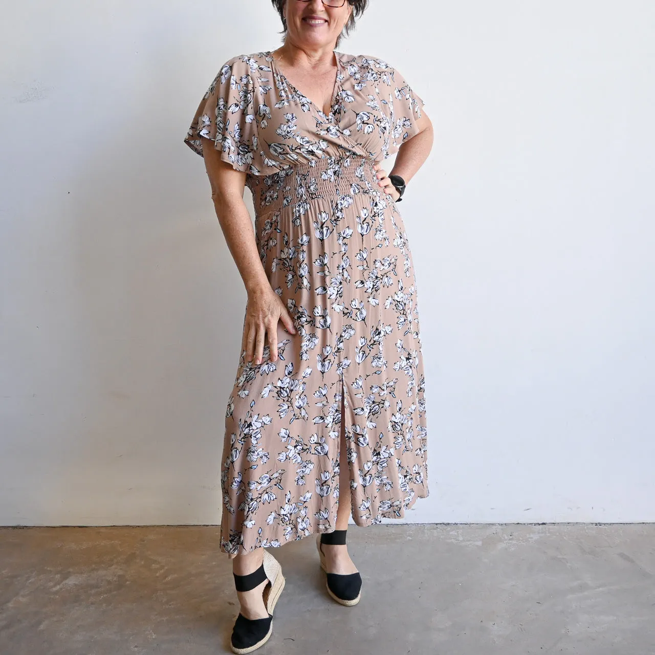 Pretty Woman Dress - Mocha Floral