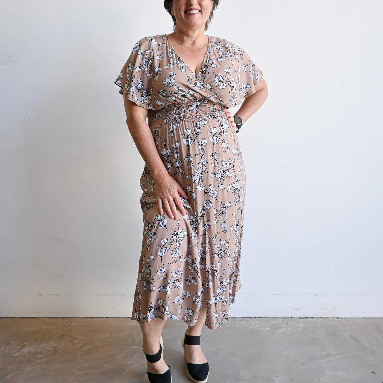 Pretty Woman Dress - Mocha Floral