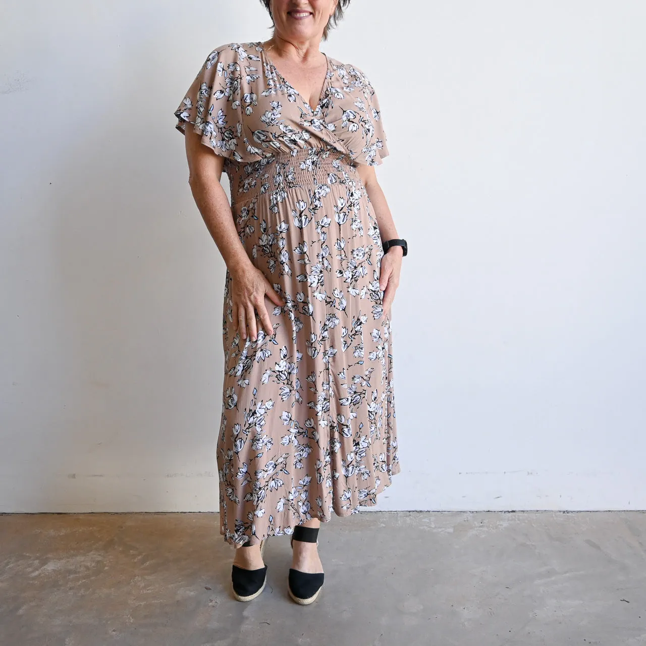 Pretty Woman Dress - Mocha Floral